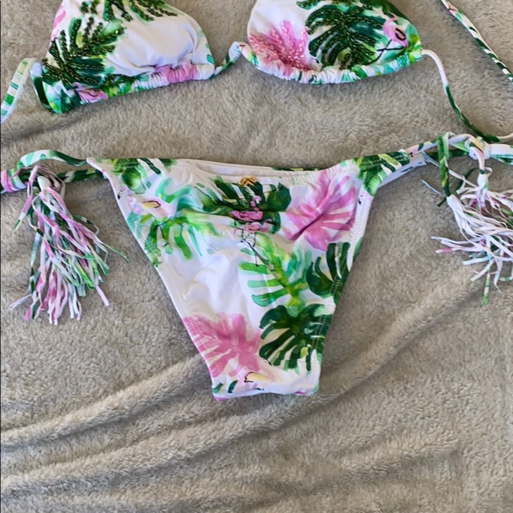 PilyQ pink and green Flamingo bikini - Picture 4 of 6